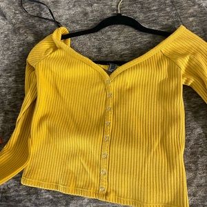 off the shoulder yellow longsleeve